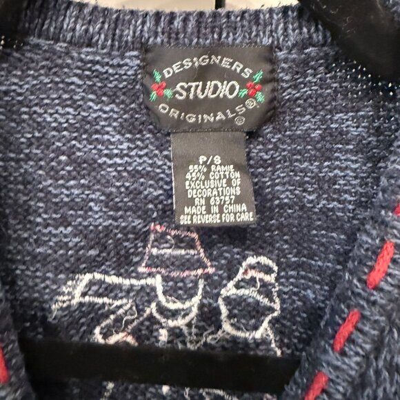 Designers Studio Originals P/S Snowman Knit Vest embroidered ugly christmas swea - Picture 3 of 7